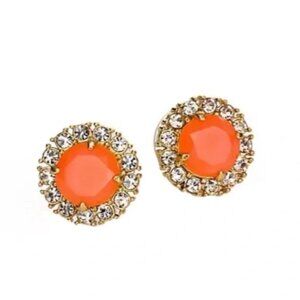 Kate Spade Secret Garden Pavé Stud Earrings in Orange NWT